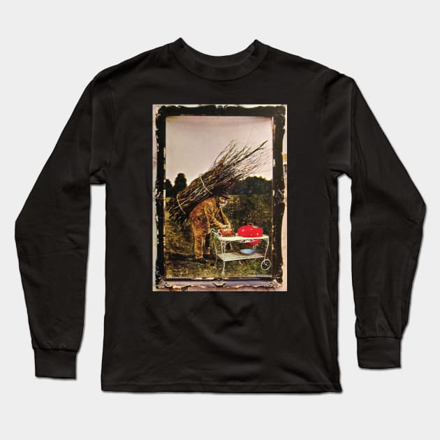 Man Carrying more than Four Sticks While cooking on a Weber Seville Long Sleeve T-Shirt by zavod44